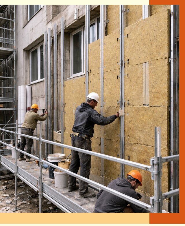 Утепление вентилируемого фасада в Россоши от 5807 руб/м2 — монтаж и утепление вентфасад | ТепломастерРсс